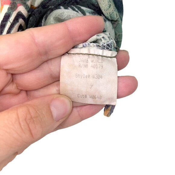 Jams World Dress Womens Size 7 Vintage Hawaiian Floral Rayon Green Made In USA - Picture 5 of 9